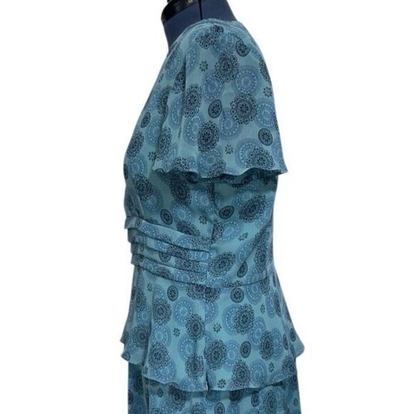 Vintage Studio 1 Two Piece Set Women's 18 Blue Blouse & Skirt Surplice Chiffon - Picture 10 of 15